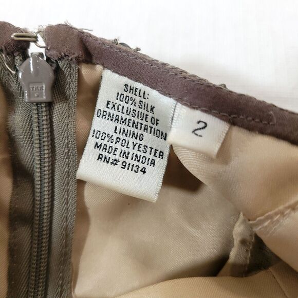 Scala Silk Sequin Beaded Cocktail Dress 2 Silver sheath Lined Sleeveless formal - Picture 14 of 16